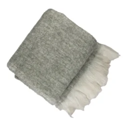 Plaid woolmix Fringe moongrey