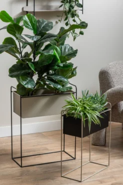 Plantenbak Reina black/warm grey - set van 2