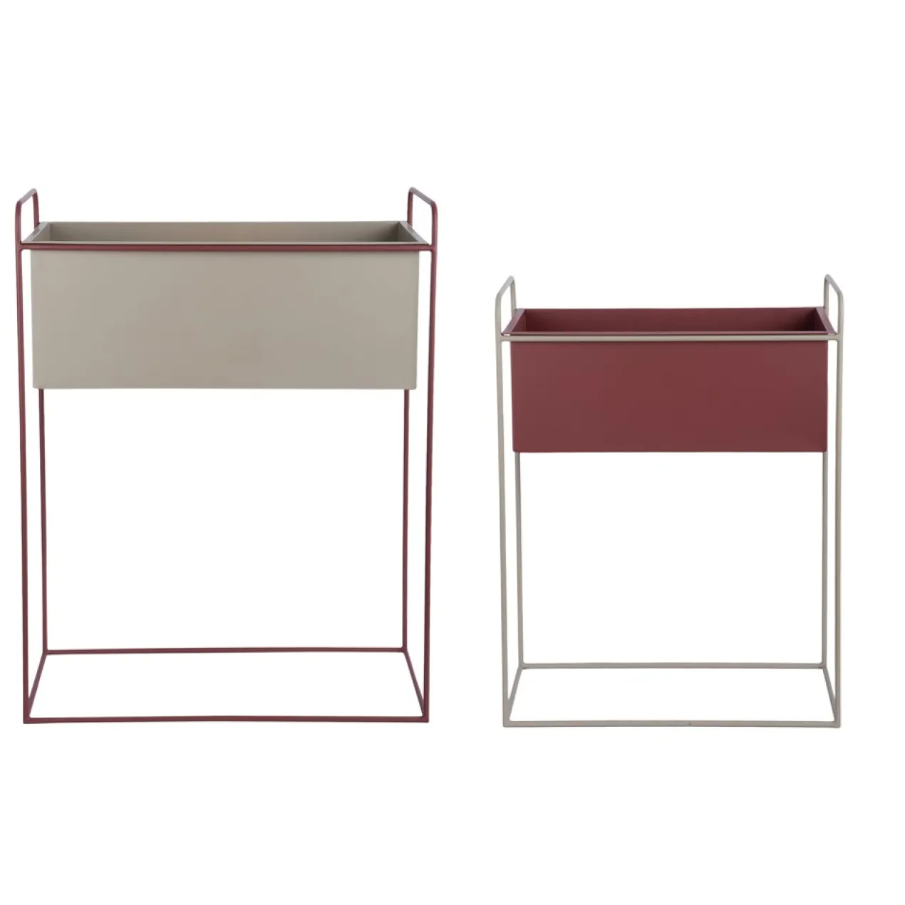 Plantenbak Reina burgundy/warm grey - set van 2
