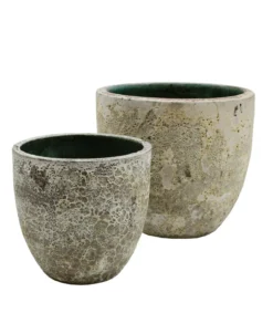 Plantenpot Laki relic beige Ø36/35 x H34/25 cm - set 2 stuks