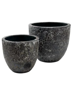 Plantenpot Laki relic black Ø36/35xH34/25 cm - set 2 stuks