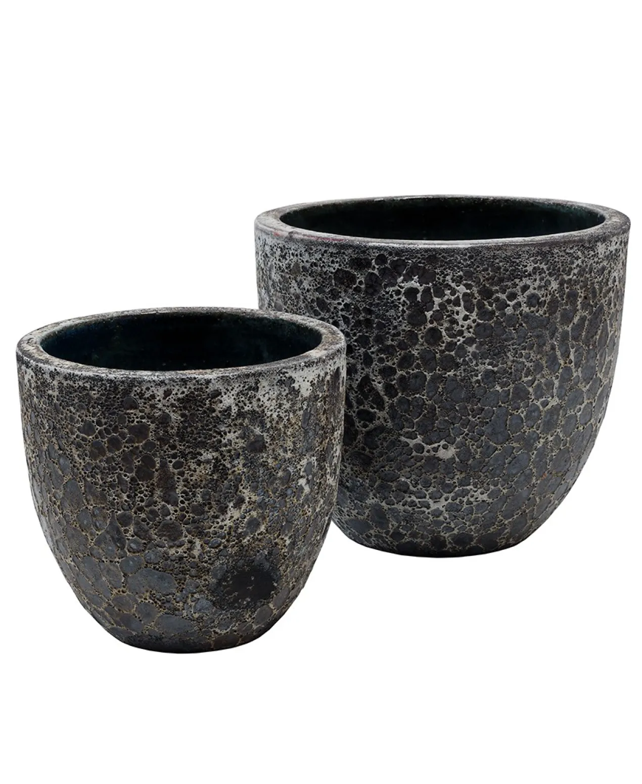 Plantenpot Laki relic black Ø36/35xH34/25 cm - set 2 stuks