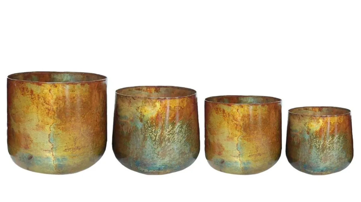 Plantenpotten gold/green (set van 4)