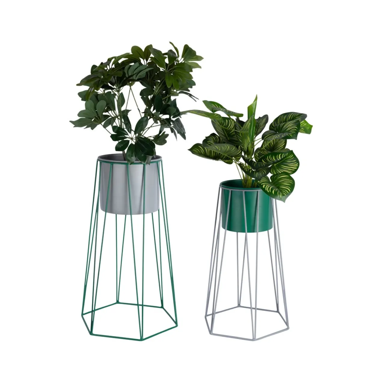 Plantenstandaard Retro mouse grey/retro green - set van 2