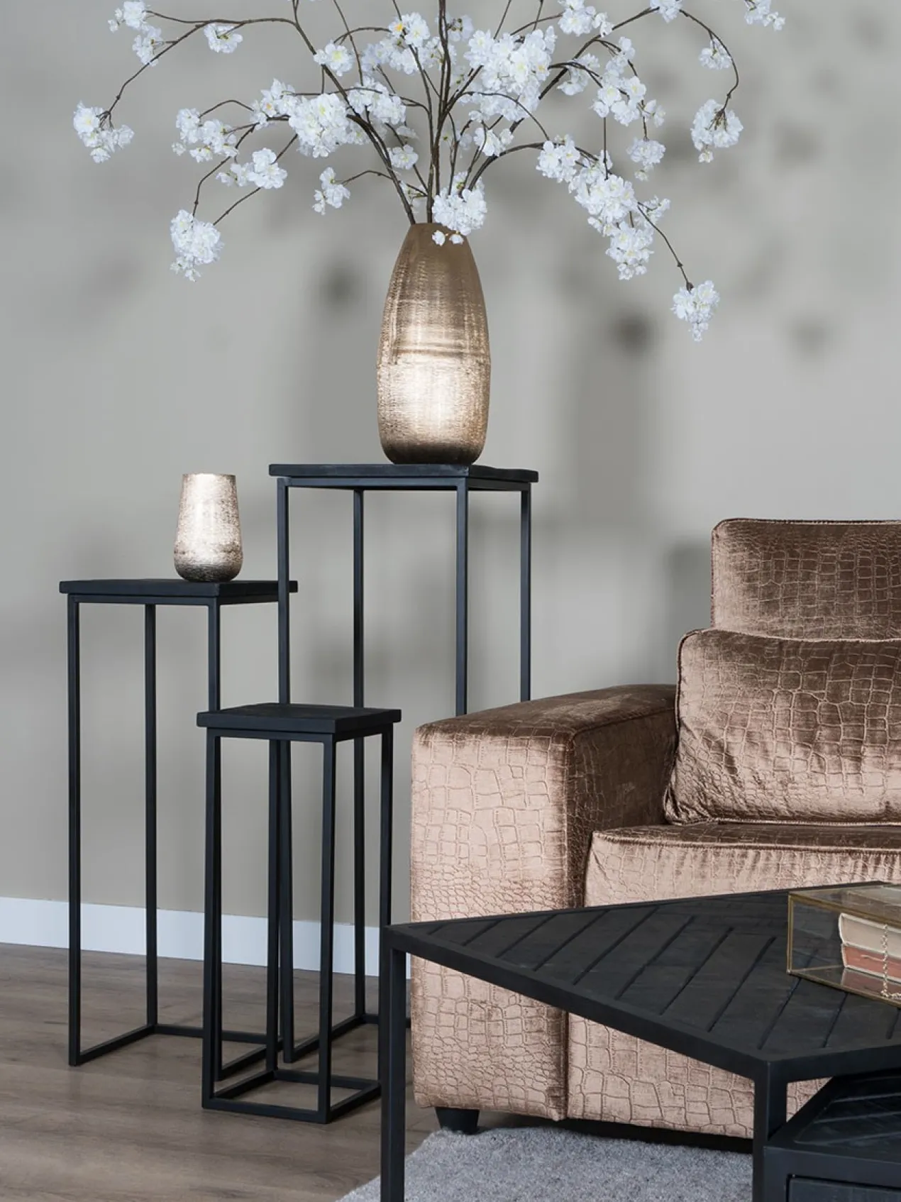 Plantentafels Sam Vierkant - Set van 3 - Bruin Mangohout