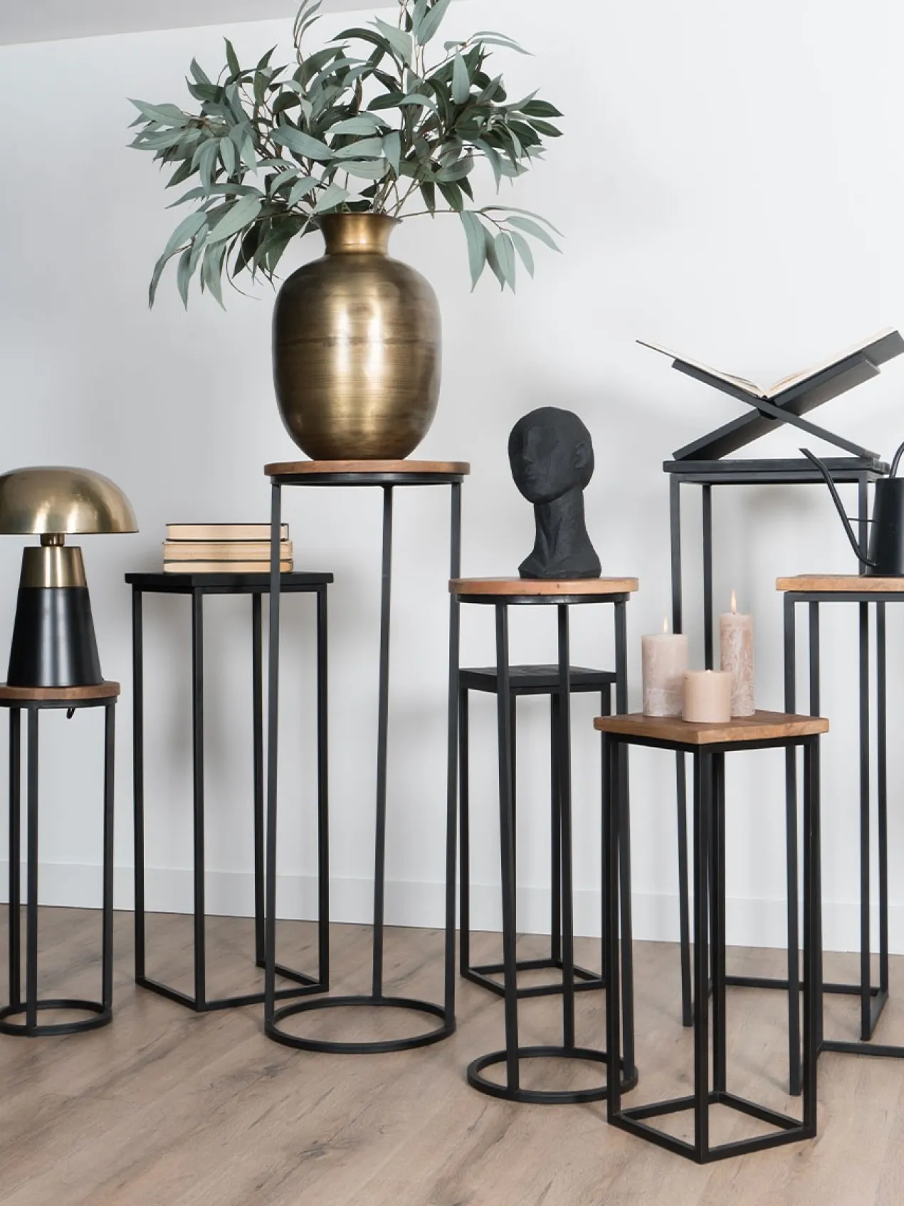 Plantentafels Sam Vierkant - Set van 3 - Bruin Mangohout