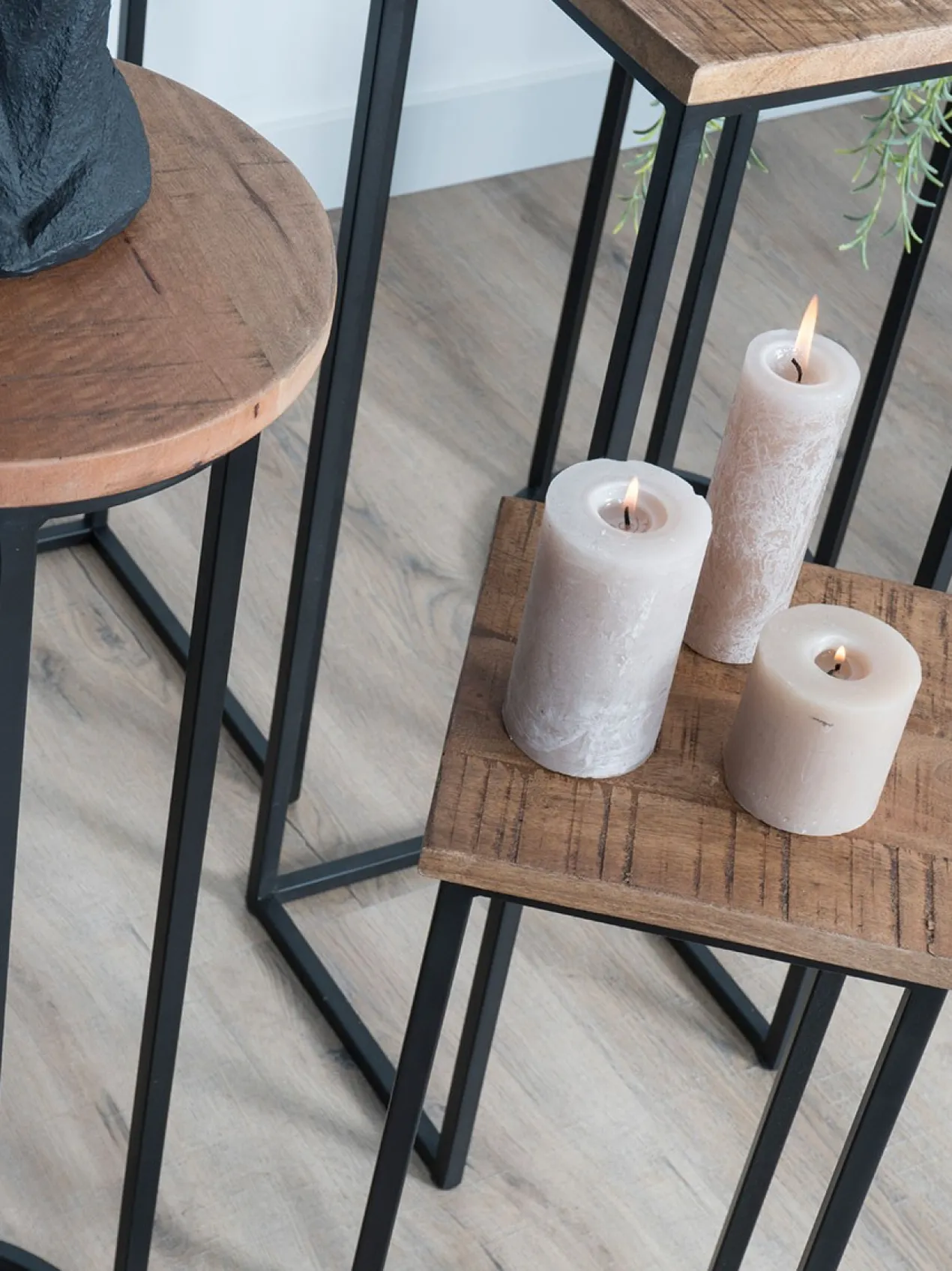 Plantentafels Sam Vierkant - Set van 3 - Bruin Mangohout
