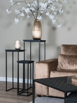 Plantentafels Sam Vierkant - Set van 3 - Zwart Mangohout