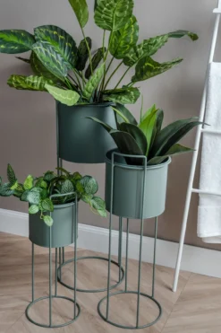 Plant pot set Essence round iron jungle green