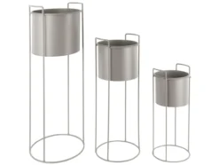 Plant pot set Essence round iron warm grey
