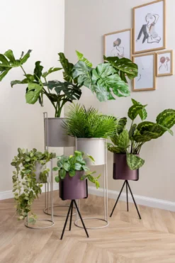 Plant pot set Essence round iron warm grey