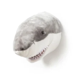 Pluche dierenkop haai Jack Grijs
