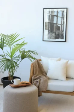 Poef Bouclé beige Ø56 cm
