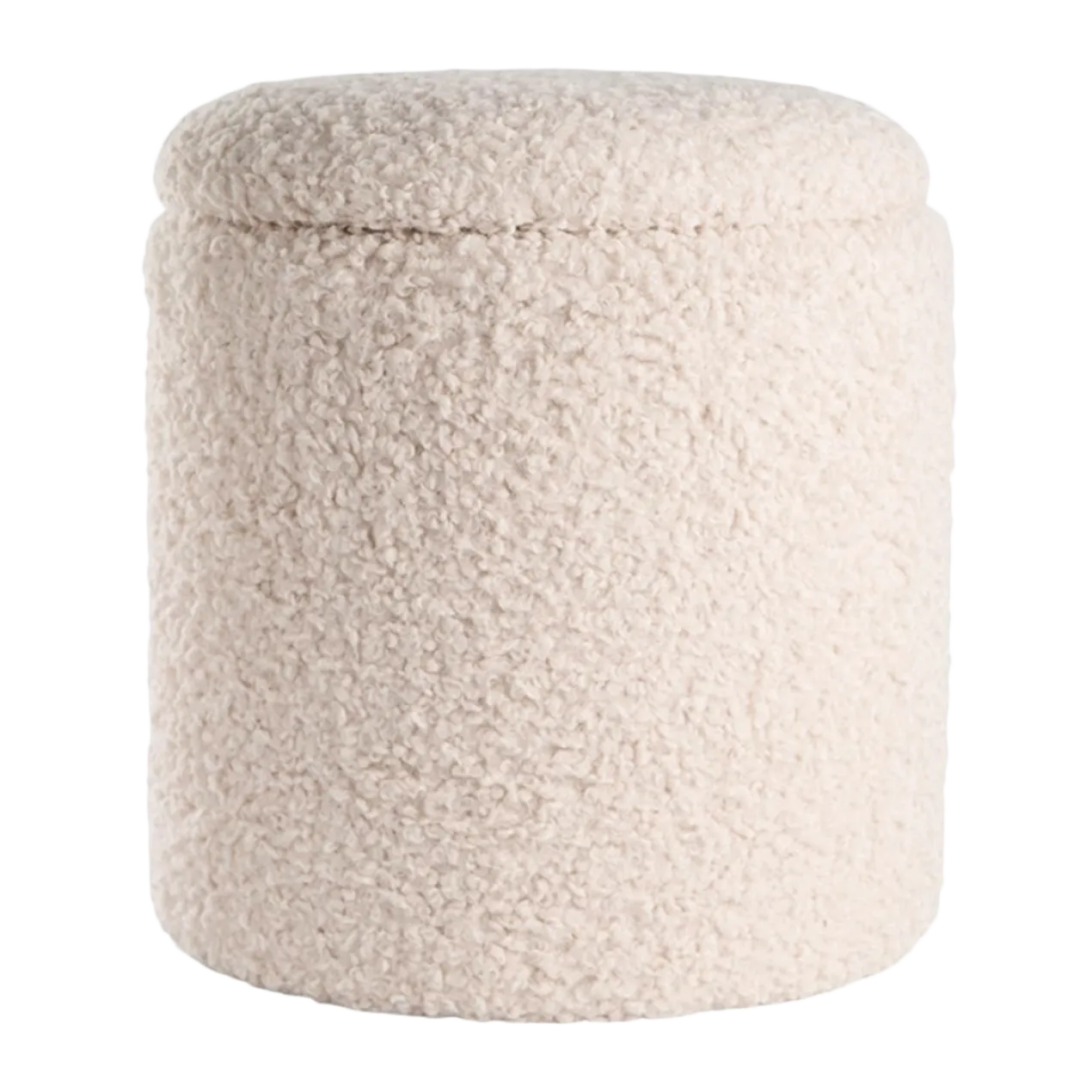 Poef Sem teddy gebroken wit - met opbergruimte - Ø 36 cm