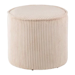 Poef Talia ribstof beige Ø40 cm