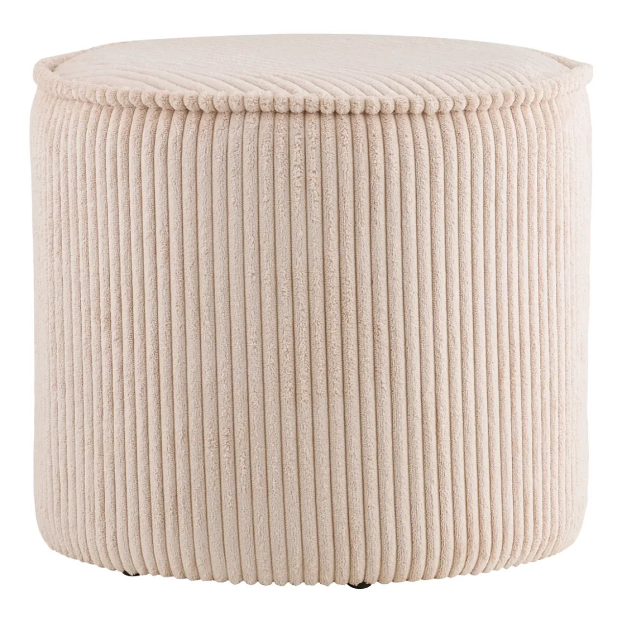 Poef Talia ribstof beige Ø40 cm