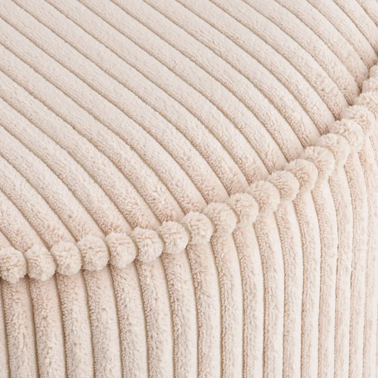 Poef Talia ribstof beige Ø40 cm