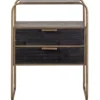 Polite nachtkastje metaal/hout antique brass