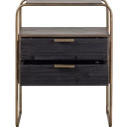 Polite nachtkastje metaal/hout antique brass