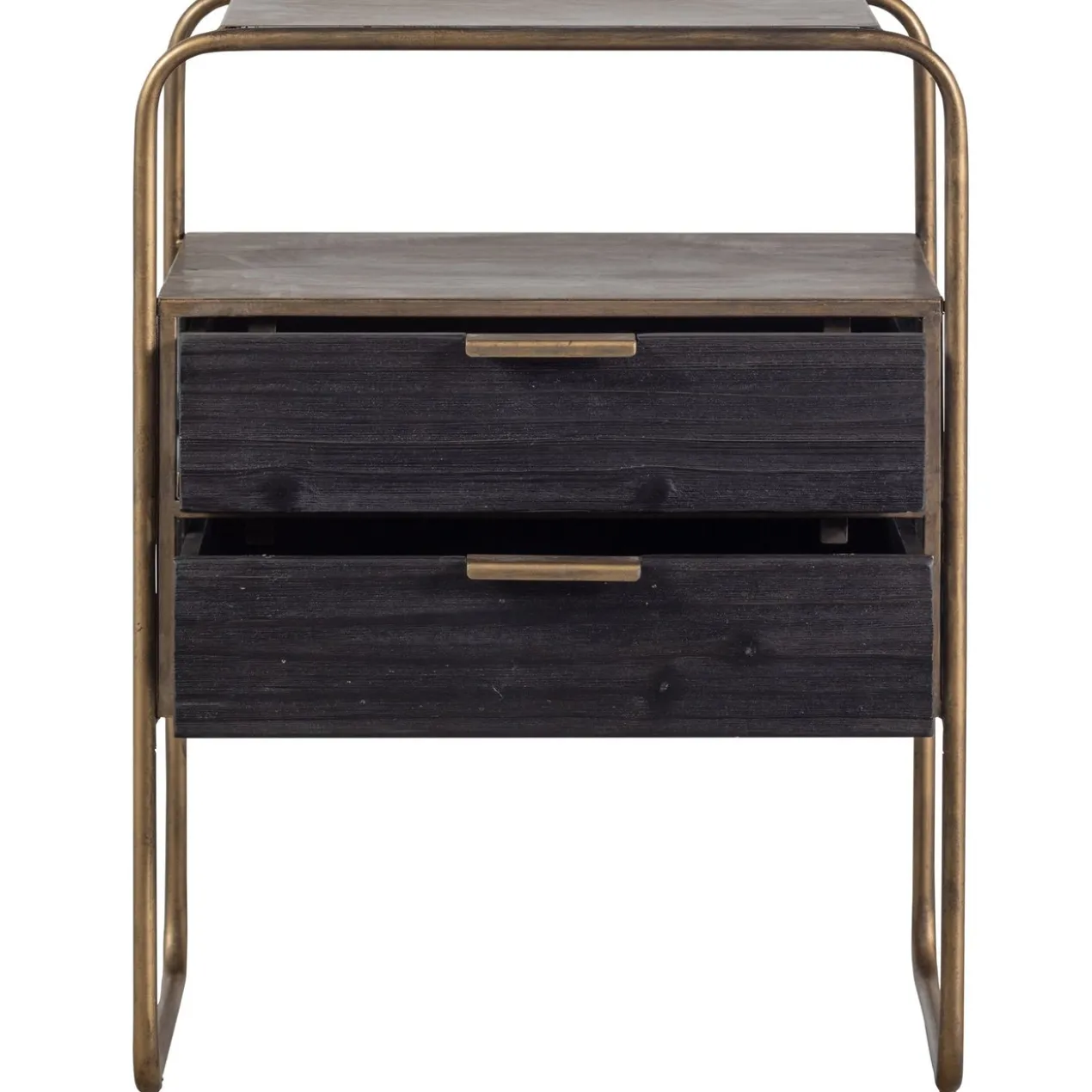 Polite nachtkastje metaal/hout antique brass