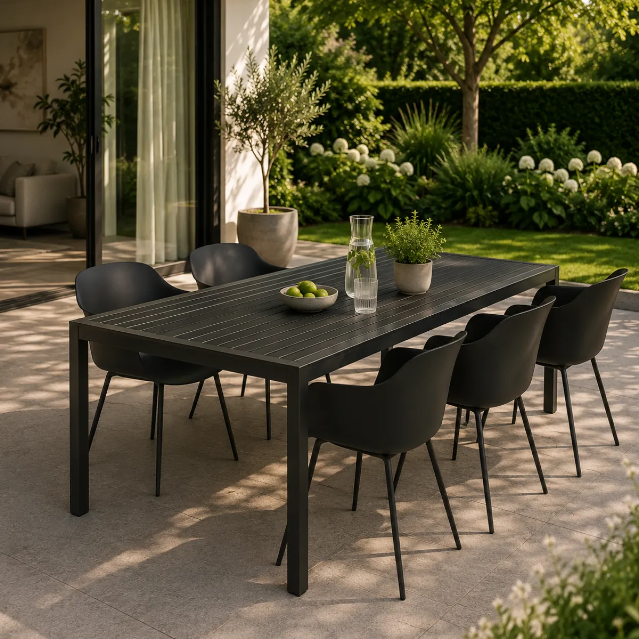 Polywood tuin eettafel Joas zwart - 205 x 90 cm