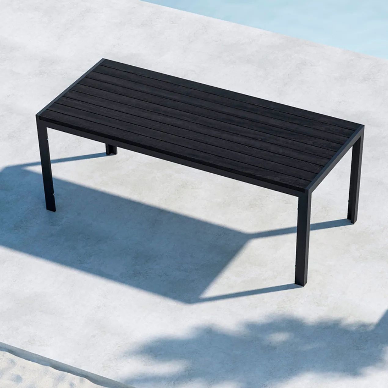 Polywood tuin eettafel Joas zwart - 205 x 90 cm