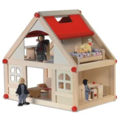 Poppenhuis M incl meubels en 4 buigpoppen