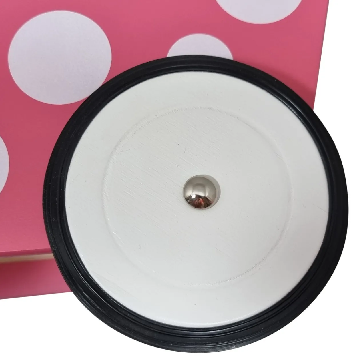 Poppenwagen Hout roze met stippen
