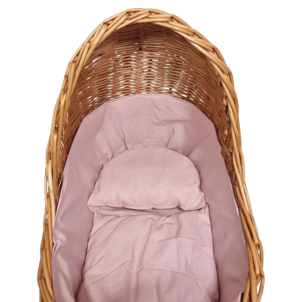 Poppenwagen Riet roze roze bekleding met kussentjes