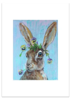 Poster Haas met Viooltjes 30 x 40 cm