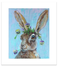 Poster Haas met Viooltjes 40 x 50 cm