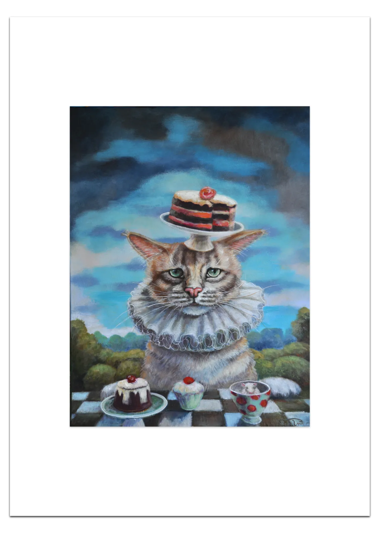 Poster Kat met Taart 30 x 40 cm