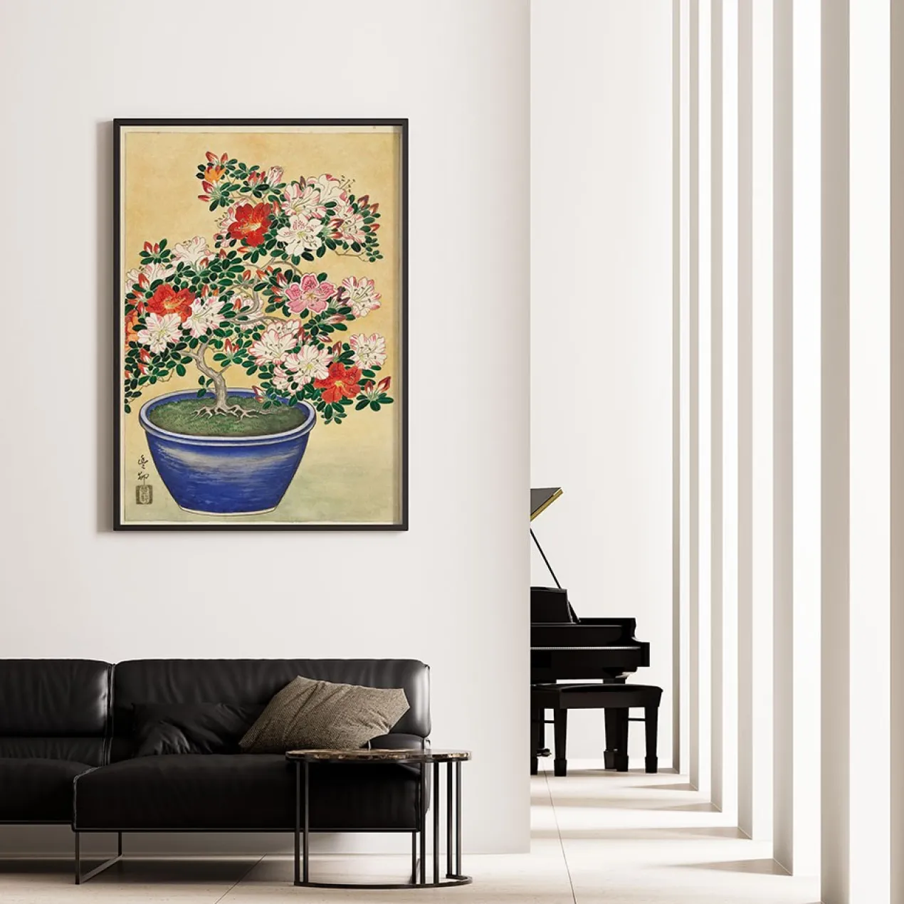 Poster Ohara Koson - Blooming Azalea in Blue Pot 40x60 cm