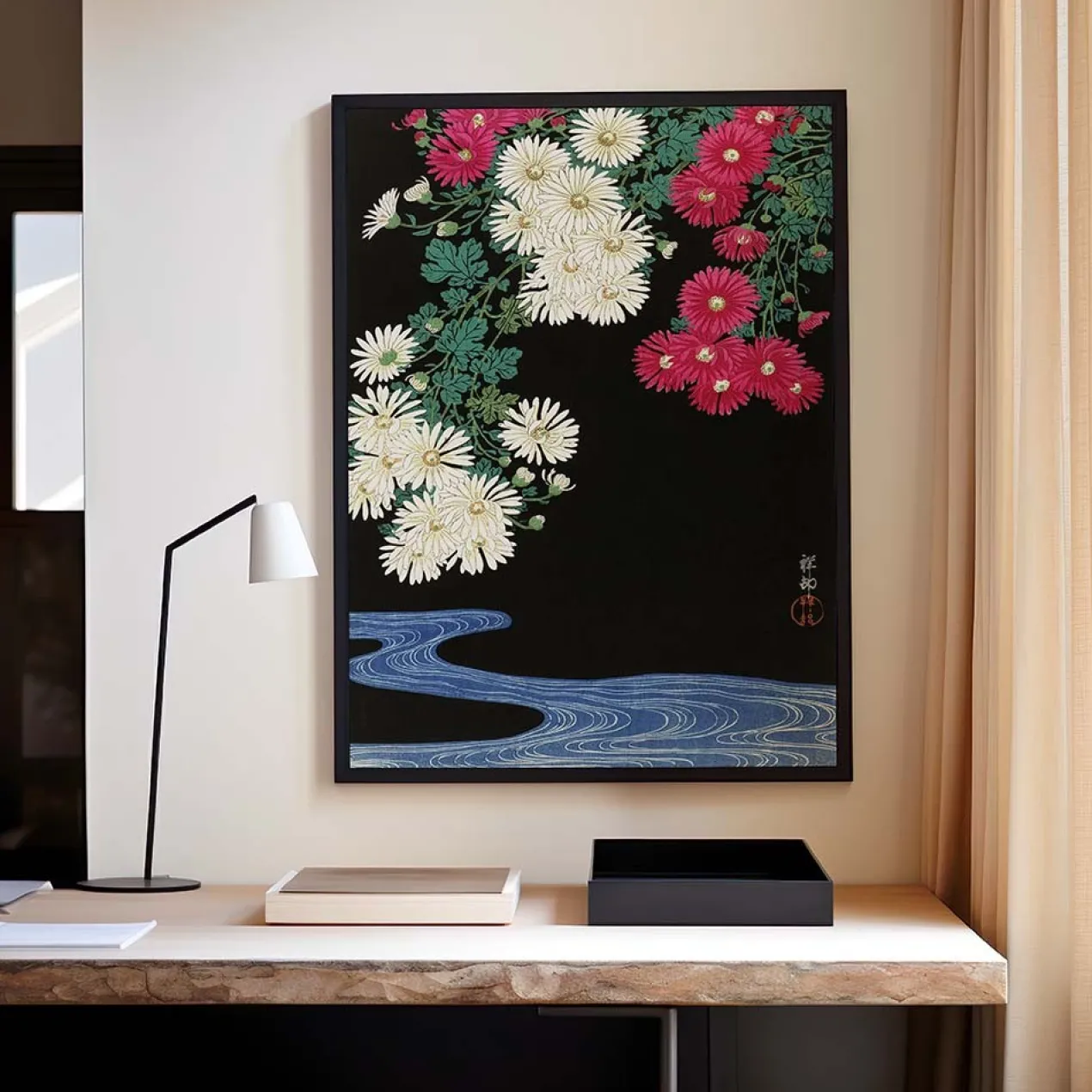 Poster Ohara Koson - Chrysanthemums 70x100 cm