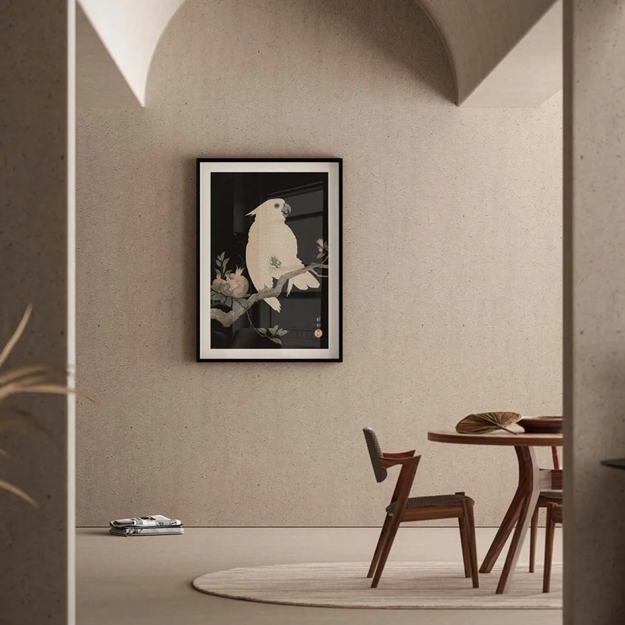 Poster Ohara Koson - Cockatoo Pomegranate 50x70 cm