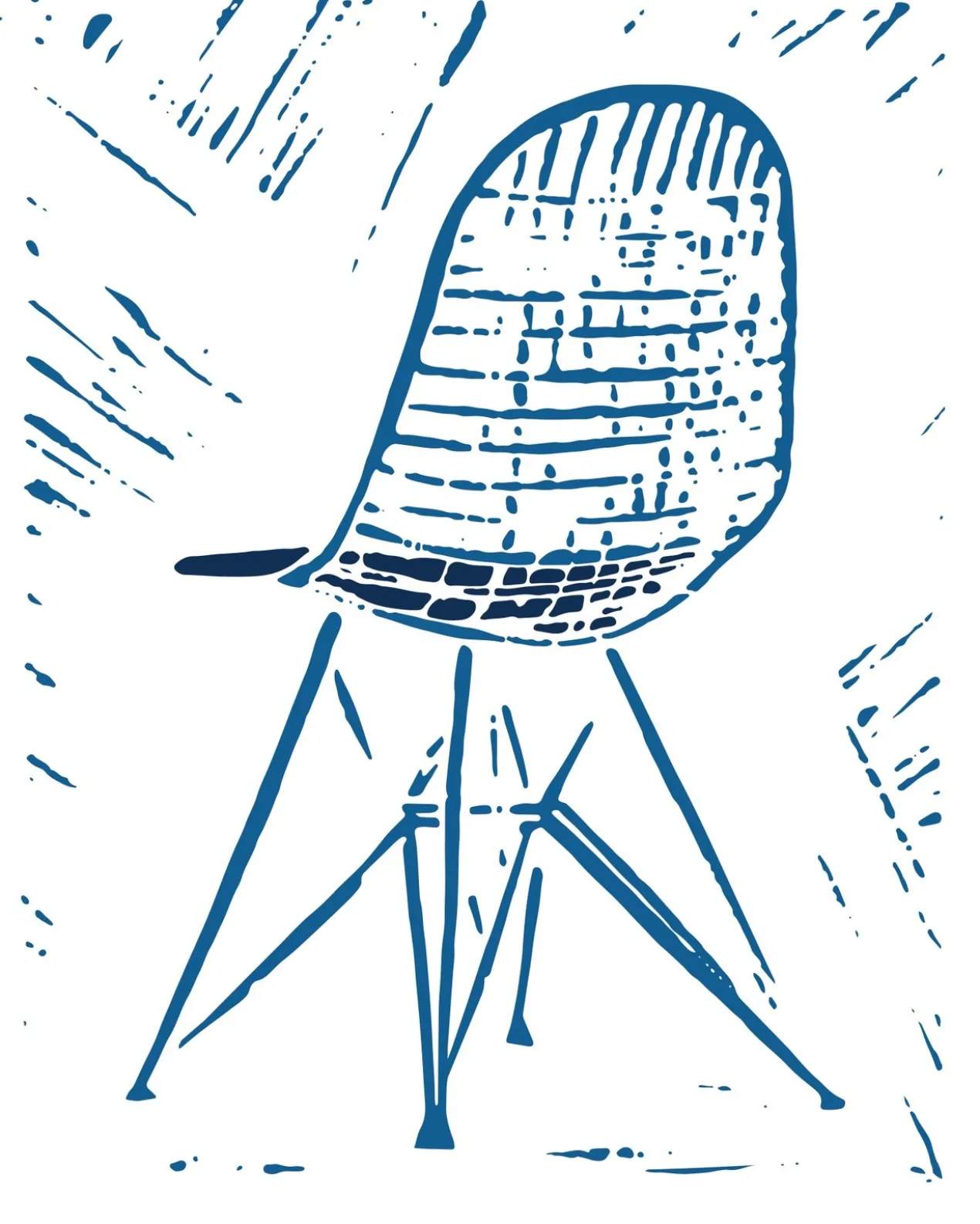 Poster Wire Chair Blue 30 x 40 cm