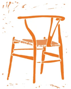 Poster Wishbone Chair Orange 30 x 40 cm