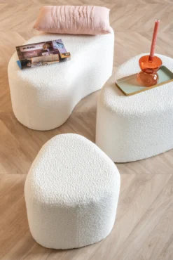 Pouf Ada wave bouclé faded pink