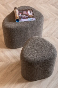 Pouf Ada wave bouclé taupe green