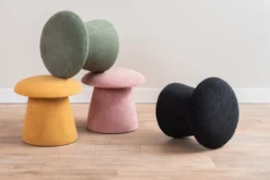 Pouf Mushroom brushed velvet grayed jade