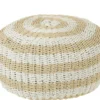 Pouf Roundabout gestreept wit naturel
