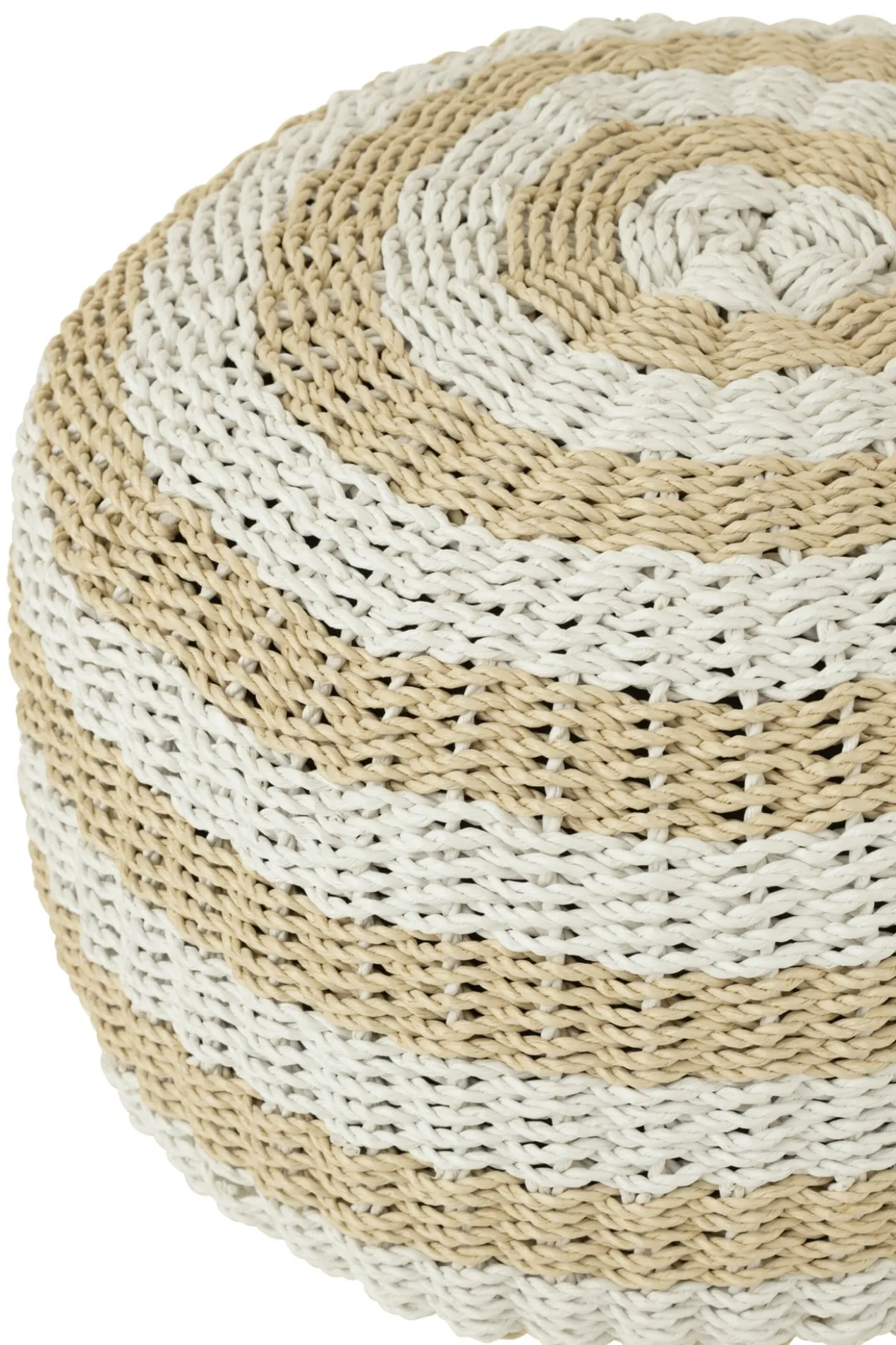 Pouf Roundabout gestreept wit naturel