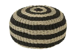 Pouf Roundabout gestreept zwart naturel