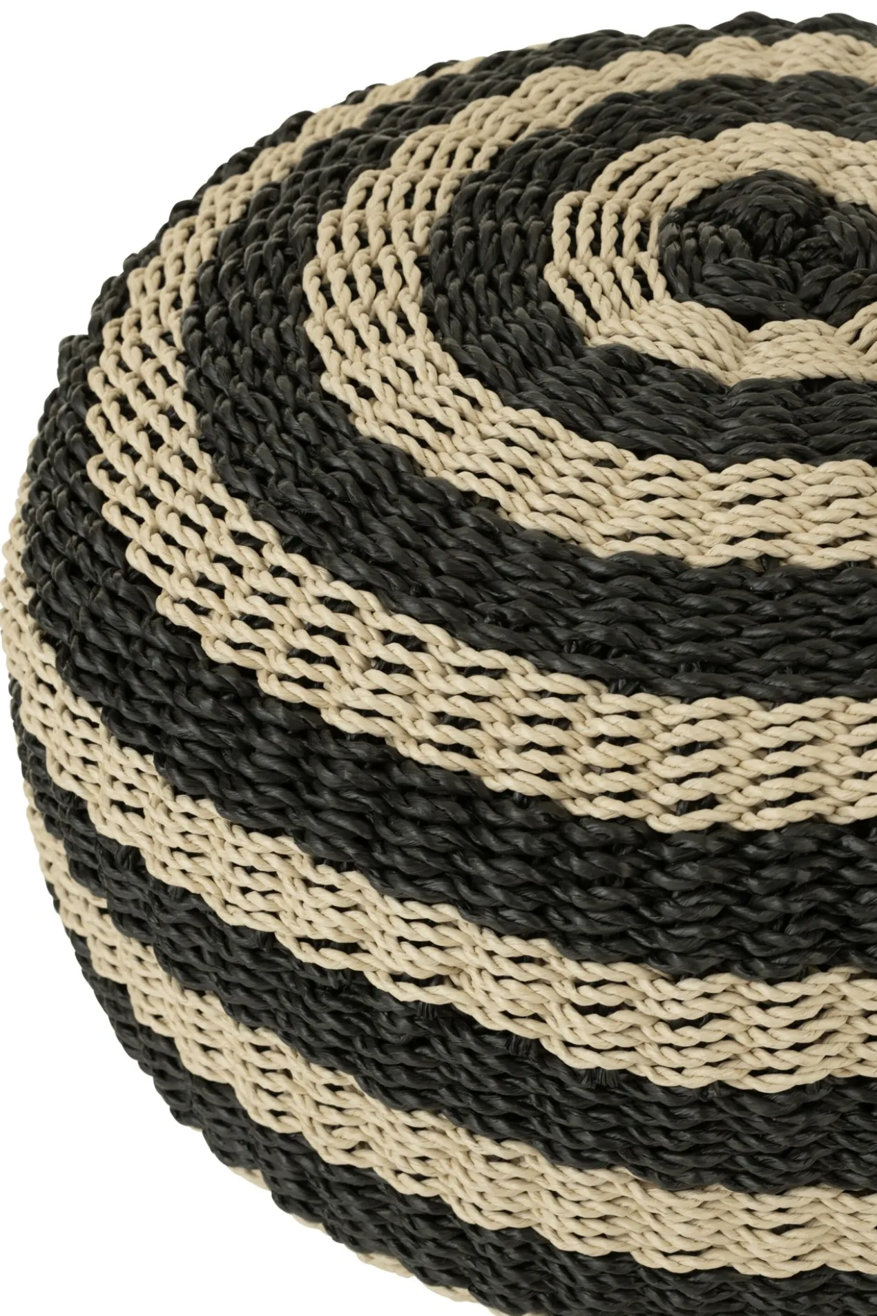 Pouf Roundabout gestreept zwart naturel