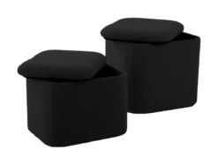 Pouf set Ada storage bouclé black, set of 2pcs
