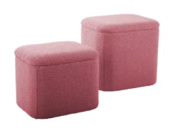 Pouf set Ada storage bouclé faded pink, set of 2pcs
