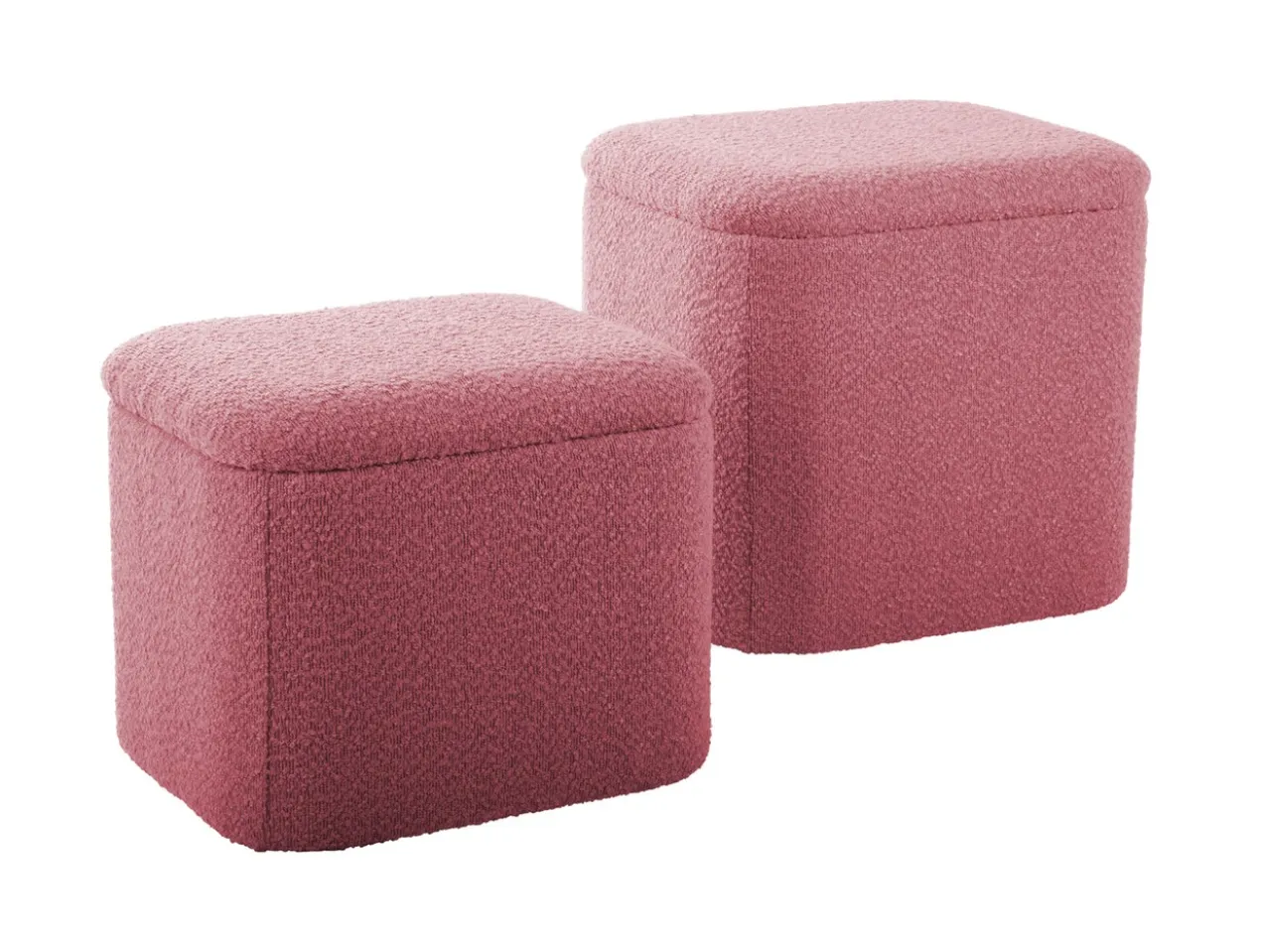 Pouf set Ada storage bouclé faded pink, set of 2pcs