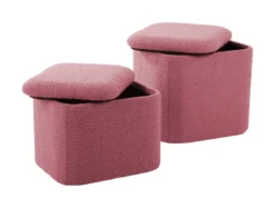Pouf set Ada storage bouclé faded pink, set of 2pcs