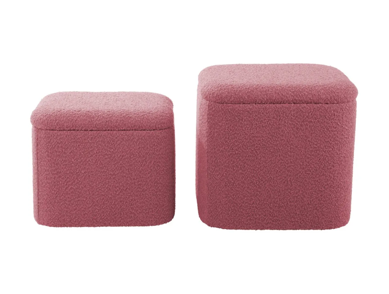 Pouf set Ada storage bouclé faded pink, set of 2pcs