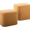 Pouf set Ada storage bouclé ochre yellow, set of 2pcs